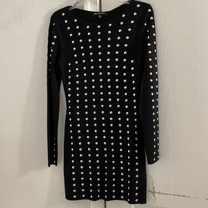 INC INTERNATIONAL CONCEPTS long sleeve black thin ribbed dress  size XS